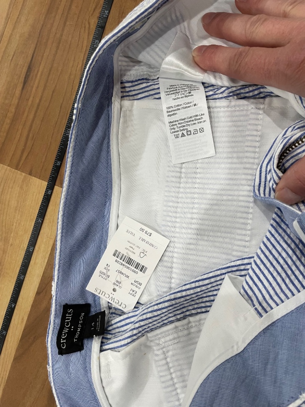 NWT Crewcuts J.Crew Boys Thompson Seersucker Striped Dress Pants Size 14 - Picture 4 of 7